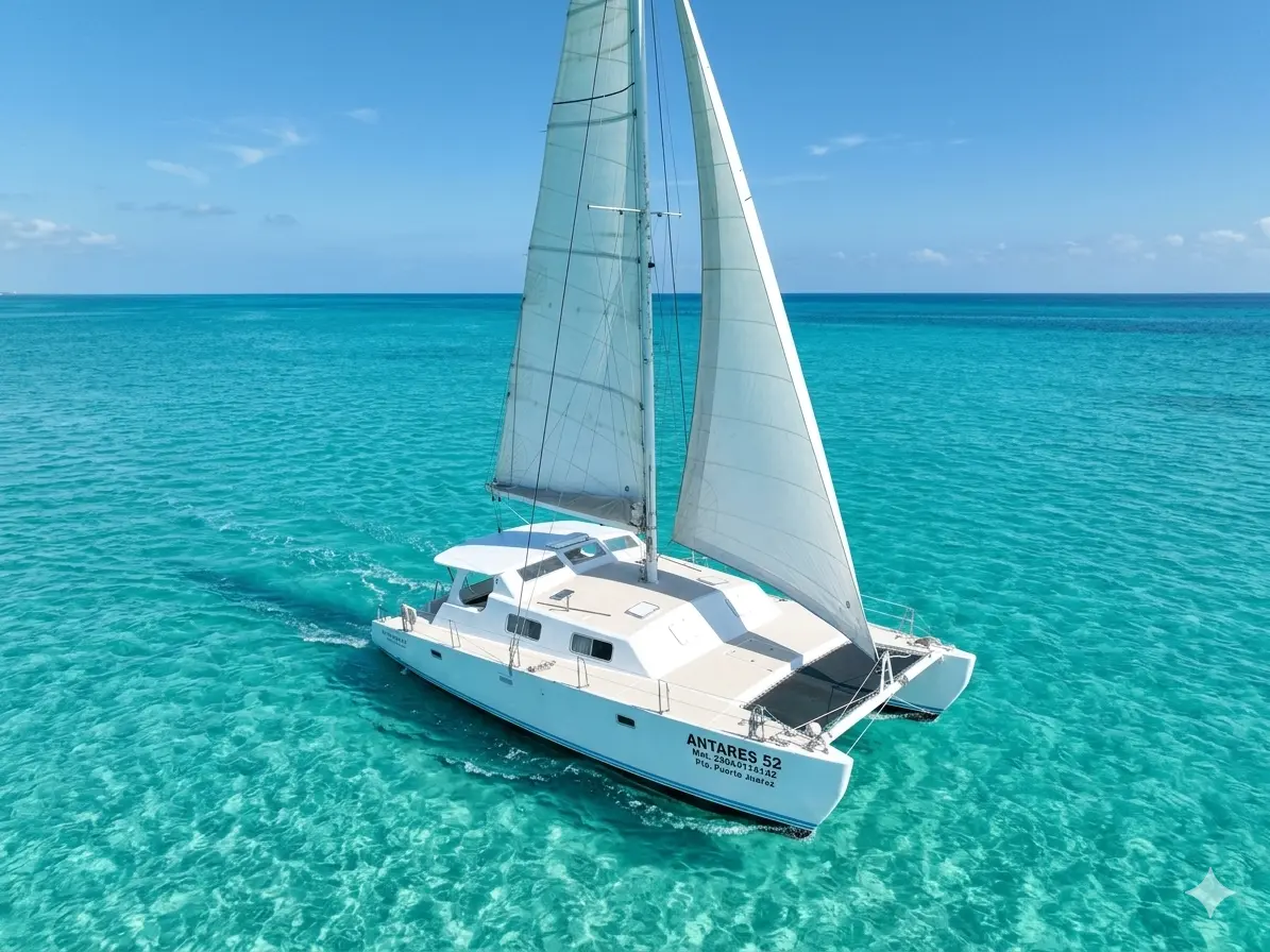 Catamarán privado ANTARES 52 de Cancún a Isla Mujeres